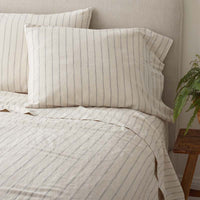 Tailored Stripes and Plaids Premium Breathable Washed Linen Cotton Pillowcase Set - Stripe Deep Navy, Standard,Stripe Deep Navy