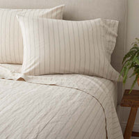 Tailored Stripes and Plaids Premium Breathable Washed Linen Cotton Pillowcase Set - Stripe Dark Olive, King,Stripe Dark Olive
