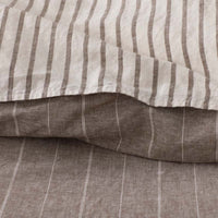 Tailored Stripes Premium Breathable Washed Linen Cotton Reversible Duvet Cover - Wide Stripe Dark Brown, Twin/Twin XL,Wide Stripe Dark Brown