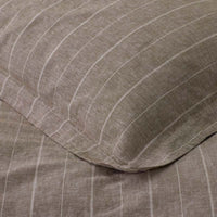 Tailored Stripes Premium Breathable Washed Linen Cotton Reversible Duvet Cover - Wide Stripe Dark Brown, Twin/Twin XL,Wide Stripe Dark Brown