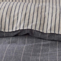Tailored Stripes Premium Breathable Washed Linen Cotton Reversible Duvet Cover - Wide Stripe Deep Navy, King/Cal. King,Wide Stripe Deep Navy