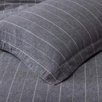 Tailored Stripes Premium Breathable Washed Linen Cotton Reversible Duvet Cover - Wide Stripe Deep Navy, King/Cal. King,Wide Stripe Deep Navy