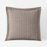 Tailored Stripes Premium Breathable Washed Linen Cotton Reversible Sham - Wide Stripe Dark Brown, Euro,Wide Stripe Dark Brown