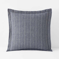 Tailored Stripes Premium Breathable Washed Linen Cotton Reversible Sham - Wide Stripe Deep Navy, Euro,Wide Stripe Deep Navy