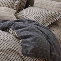 Tailored Stripes Premium Breathable Washed Linen Cotton Reversible Sham - Wide Stripe Deep Navy, Standard,Wide Stripe Deep Navy