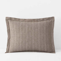 Tailored Stripes Premium Breathable Washed Linen Cotton Reversible Sham - Wide Stripe Dark Brown, Standard,Wide Stripe Dark Brown