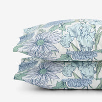 Garden Bliss Classic Smooth Sateen Pillowcase Set - Blue Multi, Standard,Blue Multi