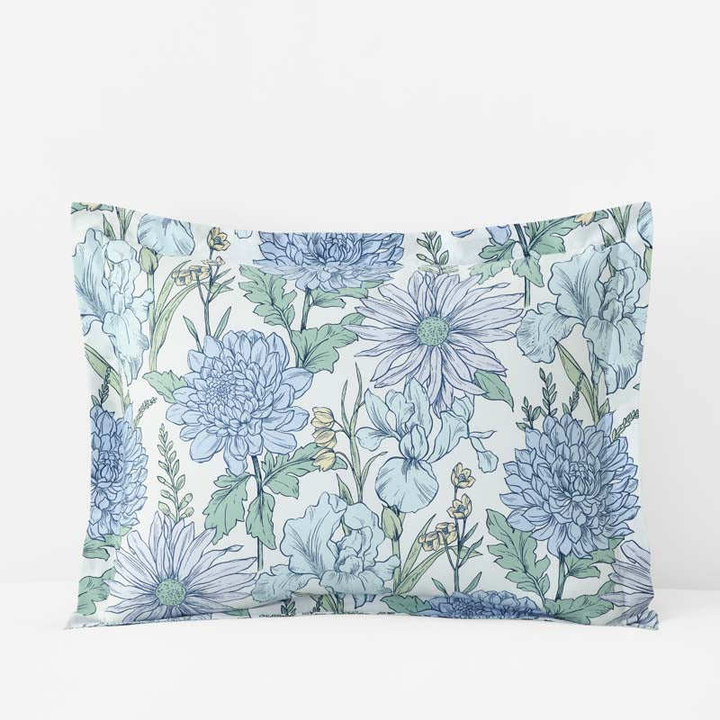 Garden Bliss Classic Smooth Sateen Sham - Blue Multi, Standard,Blue Multi