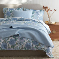 Garden Bliss Classic Smooth Sateen Bed Sheet Set - Blue Multi, Queen,Blue Multi