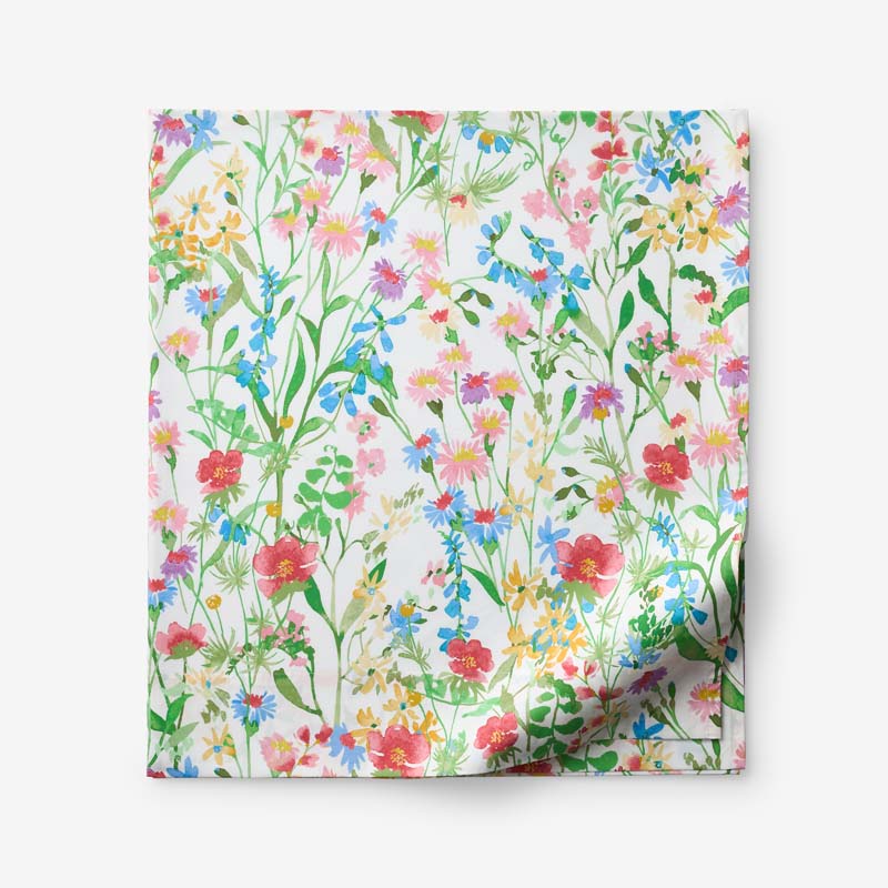 Garden Symphony Classic Cool Cotton Percale Flat Bed Sheet - Multi, Twin/Twin XL,Multi