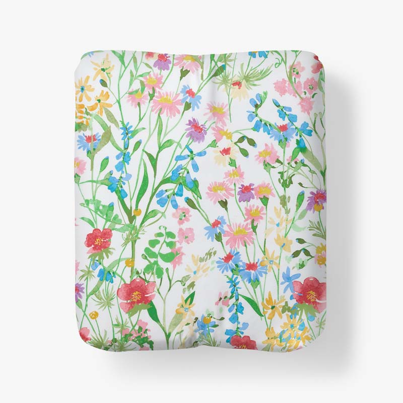 Garden Symphony Classic Cool Cotton Percale Fitted Bed Sheet - Multi, Twin,Multi