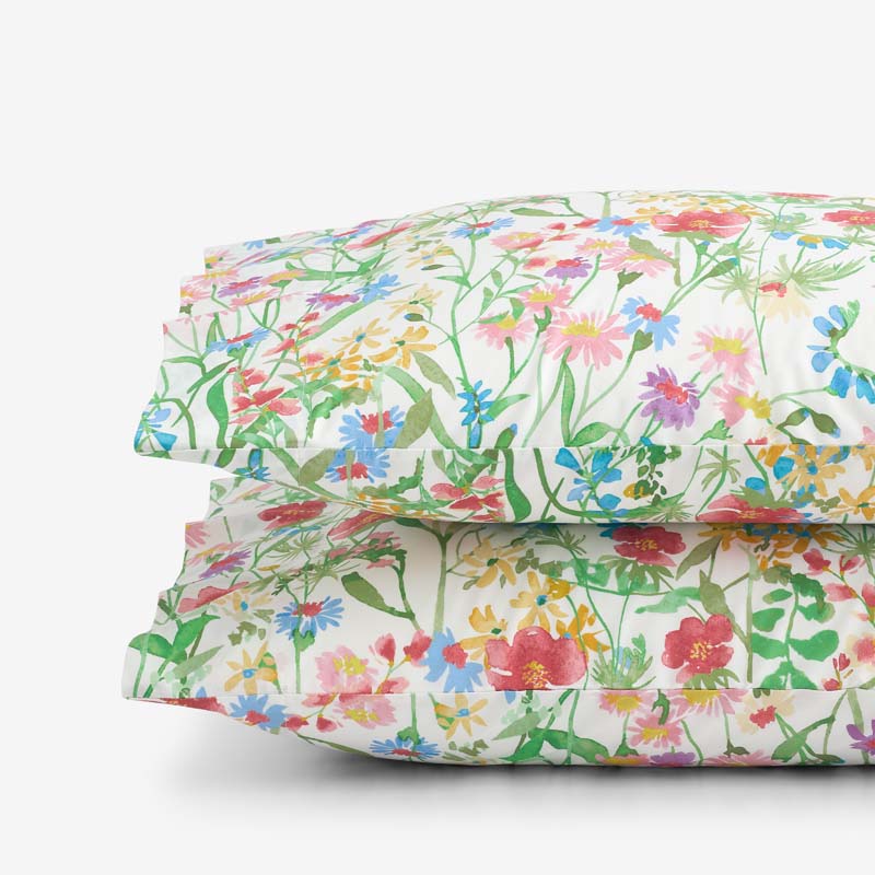 Garden Symphony Classic Cool Cotton Percale Pillowcase Set - Multi, Standard,Multi