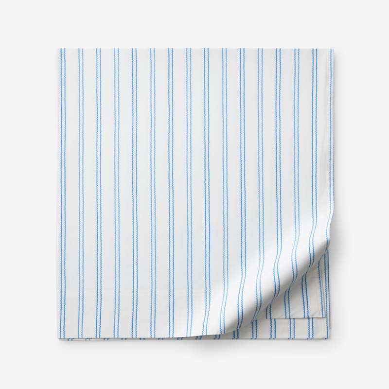 Blossoms and Stripes Classic Cool Cotton Percale Flat Bed Sheet - Squiggle Stripe, Twin/Twin XL,Squiggle Stripe