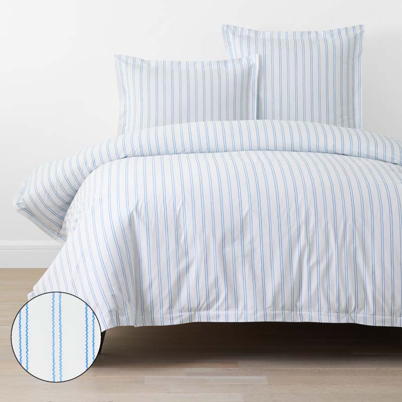 Blossoms and Stripes Classic Cool Cotton Percale Duvet Cover - Squiggle Stripe, Twin/Twin XL,Squiggle Stripe