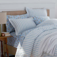 Blossoms and Stripes Classic Cool Cotton Percale Duvet Cover - Squiggle Stripe, Twin/Twin XL,Squiggle Stripe