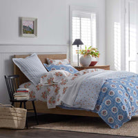 Blossoms and Stripes Classic Cool Cotton Percale Reversible Sham - Blossom Veil, Standard,Blossom Veil
