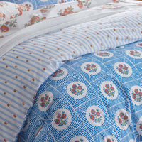 Blossoms and Stripes Classic Cool Cotton Percale Reversible Sham - Blossom Veil, Standard,Blossom Veil