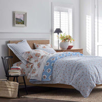 Blossoms and Stripes Classic Cool Cotton Percale Reversible Sham - Blossom Veil, Standard,Blossom Veil