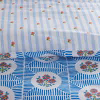 Blossoms and Stripes Classic Cool Cotton Percale Reversible Sham - Blossom Veil, Standard,Blossom Veil