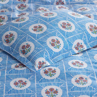 Blossoms and Stripes Classic Cool Cotton Percale Reversible Sham - Blossom Veil, Standard,Blossom Veil