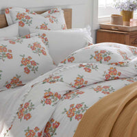 Blossoms and Stripes Classic Cool Cotton Percale Sham - Petal Charm, Standard,Petal Charm