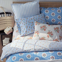 Blossoms and Stripes Classic Cool Cotton Percale Sham - Petal Charm, Standard,Petal Charm