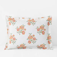 Blossoms and Stripes Classic Cool Cotton Percale Sham - Petal Charm, Standard,Petal Charm