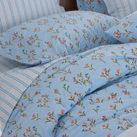 Blossoms and Stripes Classic Cool Cotton Percale Sham - Garden Poppies, Standard,Garden Poppies