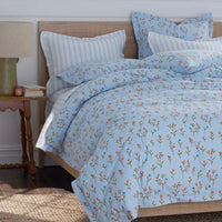 Blossoms and Stripes Classic Cool Cotton Percale Sham - Garden Poppies, Standard,Garden Poppies