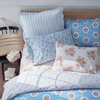 Blossoms and Stripes Classic Cool Cotton Percale Sham - Garden Poppies, Standard,Garden Poppies