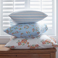 Blossoms and Stripes Classic Cool Cotton Percale Sham - Garden Poppies, Standard,Garden Poppies