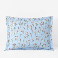 Blossoms and Stripes Classic Cool Cotton Percale Sham - Garden Poppies, Standard,Garden Poppies