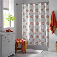 Blossoms and Stripes Classic Cool Cotton Percale Shower Curtain - Petal Charm,Petal Charm