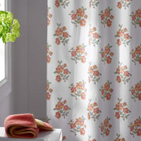 Blossoms and Stripes Classic Cool Cotton Percale Shower Curtain - Petal Charm,Petal Charm