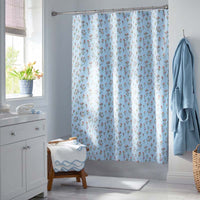 Blossoms and Stripes Classic Cool Cotton Percale Shower Curtain - Garden Poppies,Garden Poppies