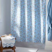 Blossoms and Stripes Classic Cool Cotton Percale Shower Curtain - Garden Poppies,Garden Poppies