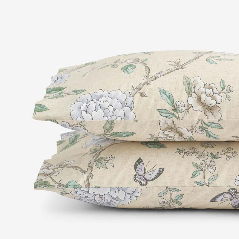 Peony Garden Premium Smooth Wrinkle-Free Sateen Pillowcase Set - Beige Tan, Standard,Beige Tan