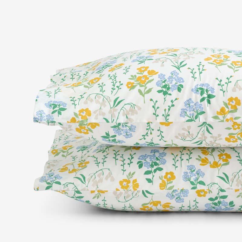 Isadora Classic Cool Cotton Percale Pillowcase Set - Floral, Standard,Floral
