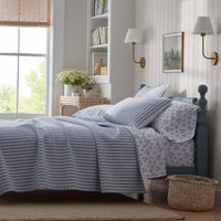 Isadora Classic Cool Cotton Percale Bed Sheet Set - Flower, Full,Flower