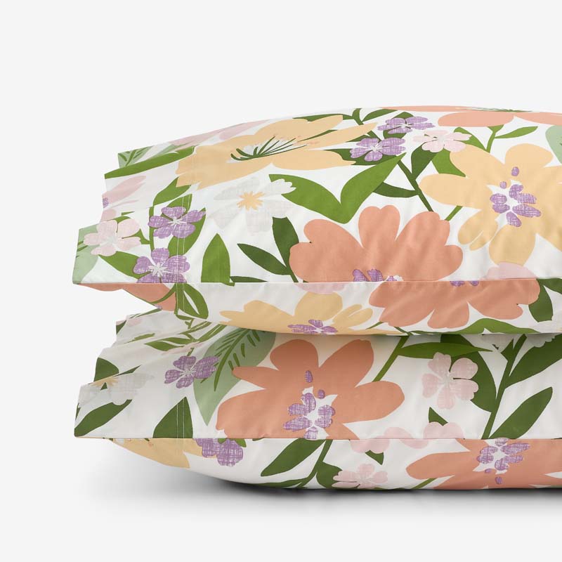Whimsy Garden Classic Cool Cotton Percale Pillowcase Set - Multi, Standard,Multi
