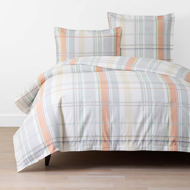 Alder Plaid Classic Cool Cotton Percale Duvet Cover - Multi, King/Cal. King,Multi