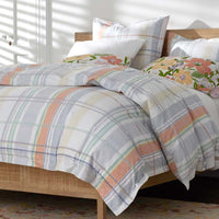 Alder Plaid Classic Cool Cotton Percale Duvet Cover - Multi, King/Cal. King,Multi