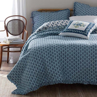 Suhana Reversible Ruffle Quilted Sham - Blue, King,Blue