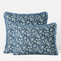 Suhana Reversible Ruffle Quilted Sham - Blue, King,Blue