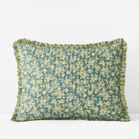 Suhana Reversible Ruffle Quilted Sham - Green, King,Green
