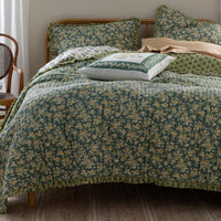 Suhana Reversible Ruffle Quilted Sham - Green, King,Green