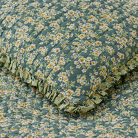 Suhana Reversible Ruffle Quilted Sham - Green, King,Green