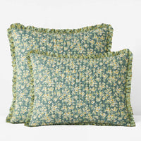 Suhana Reversible Ruffle Quilted Sham - Green, King,Green