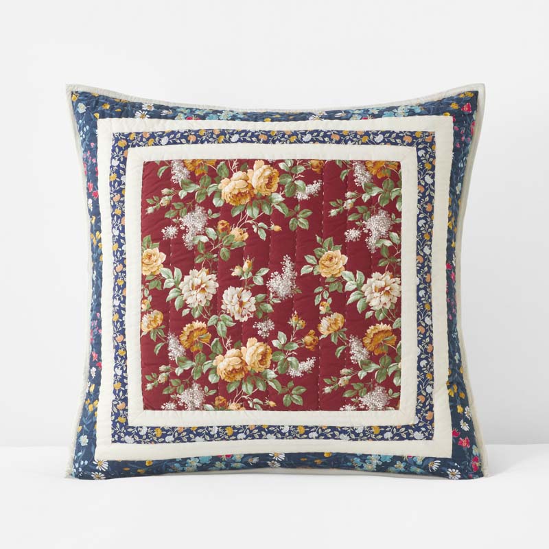 Aahana Patchwork Quilted Sham - Navy, Euro,Navy