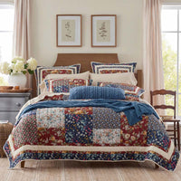 Aahana Patchwork Quilted Sham - Navy, Standard,Navy